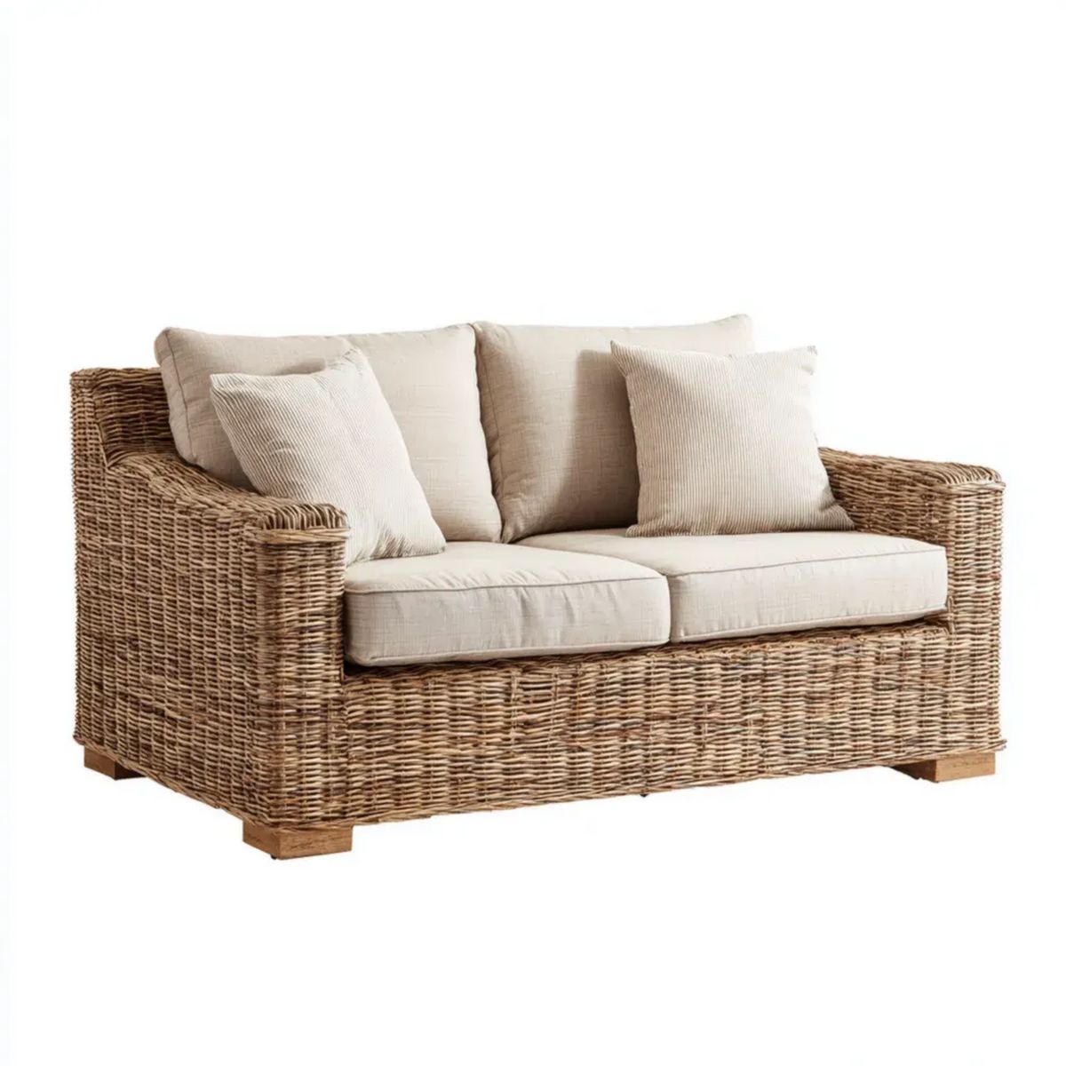 Sofa ogrodowa, Ogród Tapczan 2 Tapczan w Beżowym rattanie z poduszkami, 160 x 85 x 82 cm