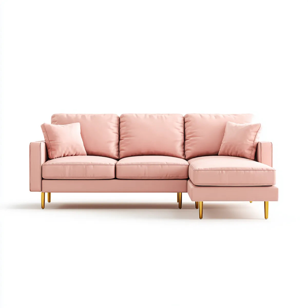 Sofa, Kącik sofa z szezlongiem różowy aksamit poliestrowy aksamit 240 x 150 x 85 cm