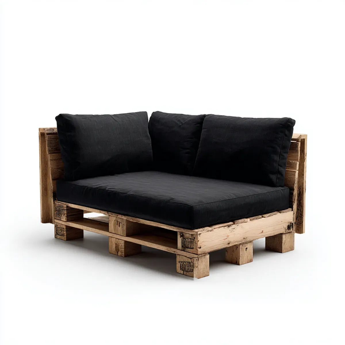 Sofa paletowa 2-fotelik Czarna przyroda 120 x 80 x 70 cm Pine lity drewniany prostokąt