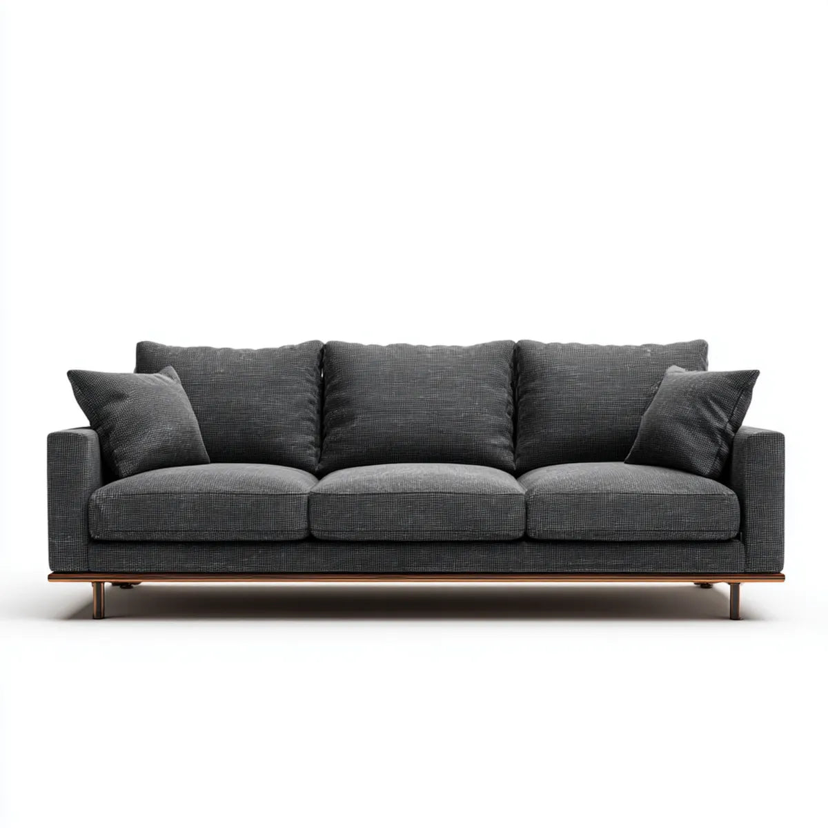 Sofa 3 miejsca szary antracyt 220 x 90 x 85 cm prostokątna poliester