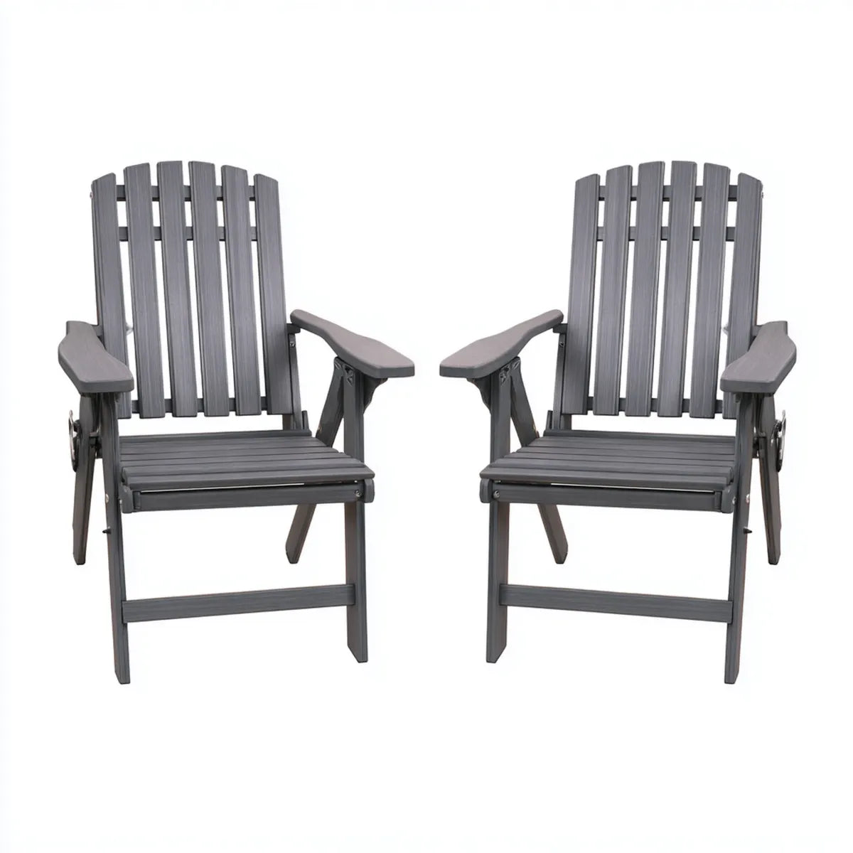 Fotel wypoczynkowy, Zestaw 2 składane fotele ogrodowe Adirondack szary antracyt w HDPE 73 x 83 x 92 cm