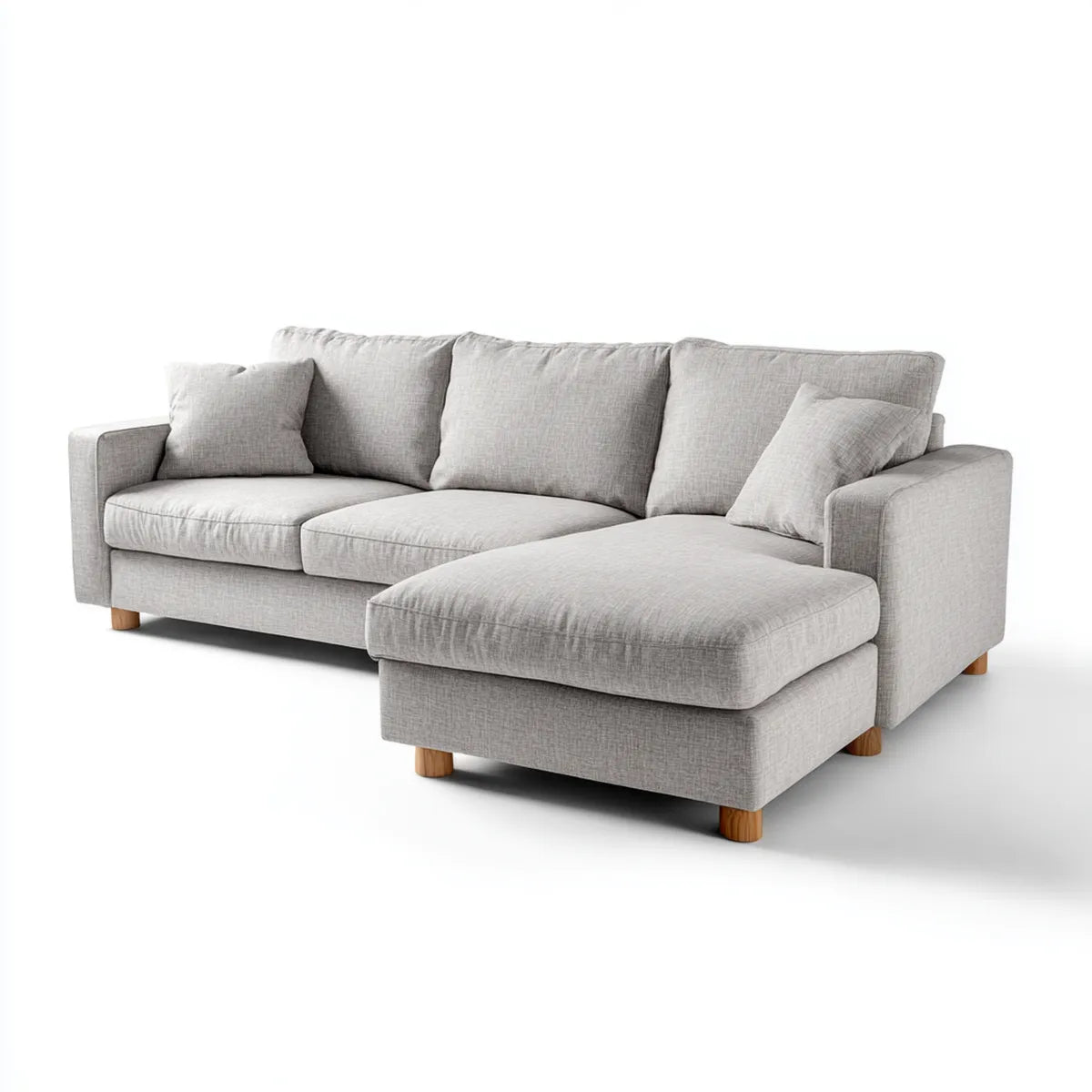 Sofa, Kanapa narożna z jasnoszarym dzbankiem 240 x 160 x 85 cm poliester 3-osobowy