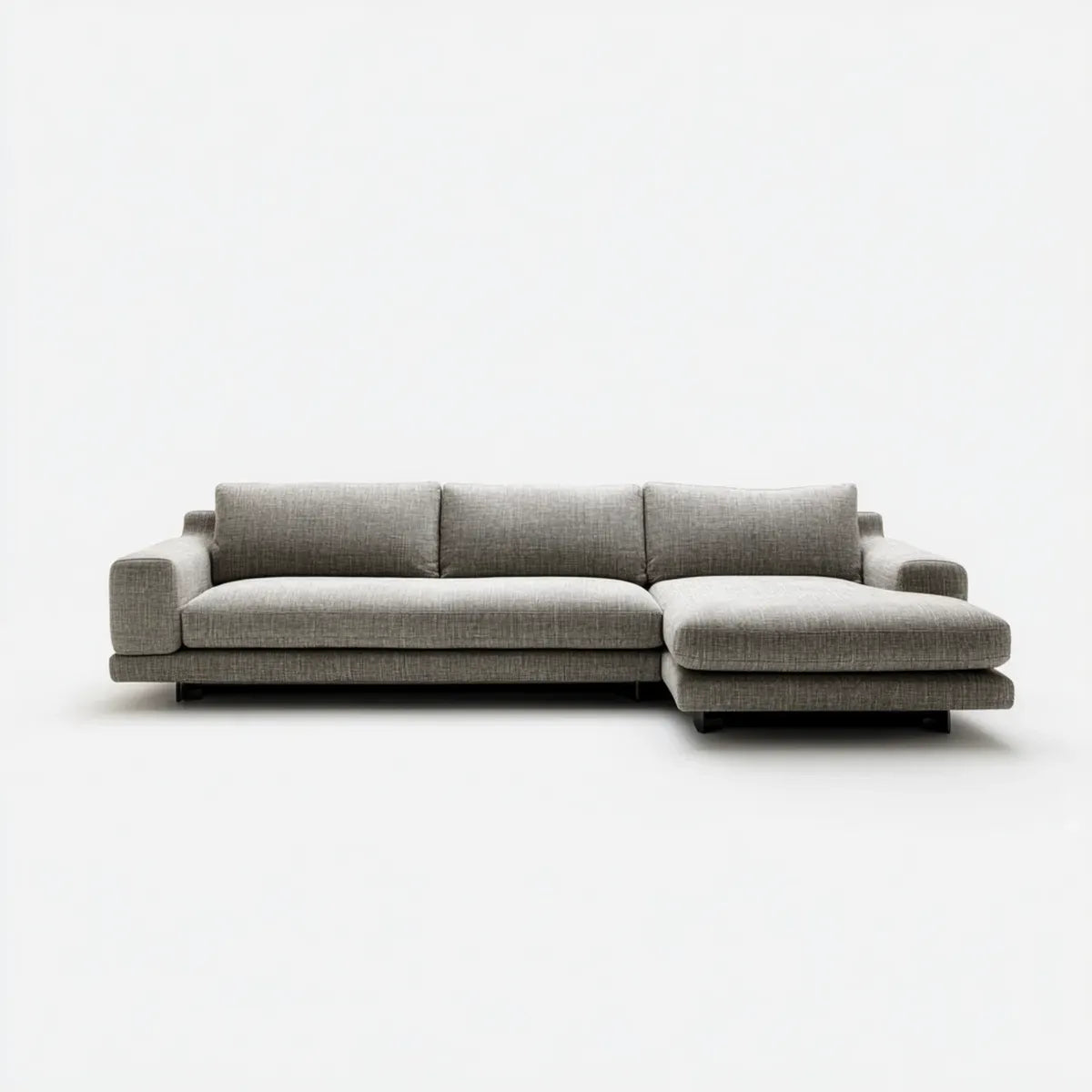 Sofa, Rożna sofa 3 miejsca szary gołąb z prawy półwysep 280 x 160 cm w poliestrze L