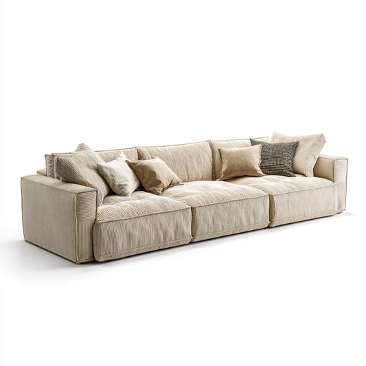 Sofa, 3 fotela w aksamicie z prostokątnym poliestrem 300 x 110 x 80 cm