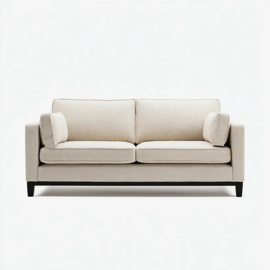 Sofa 2 beżowe poliestrowe fotele z podłokietnikami 180 x 85 x 85 cm