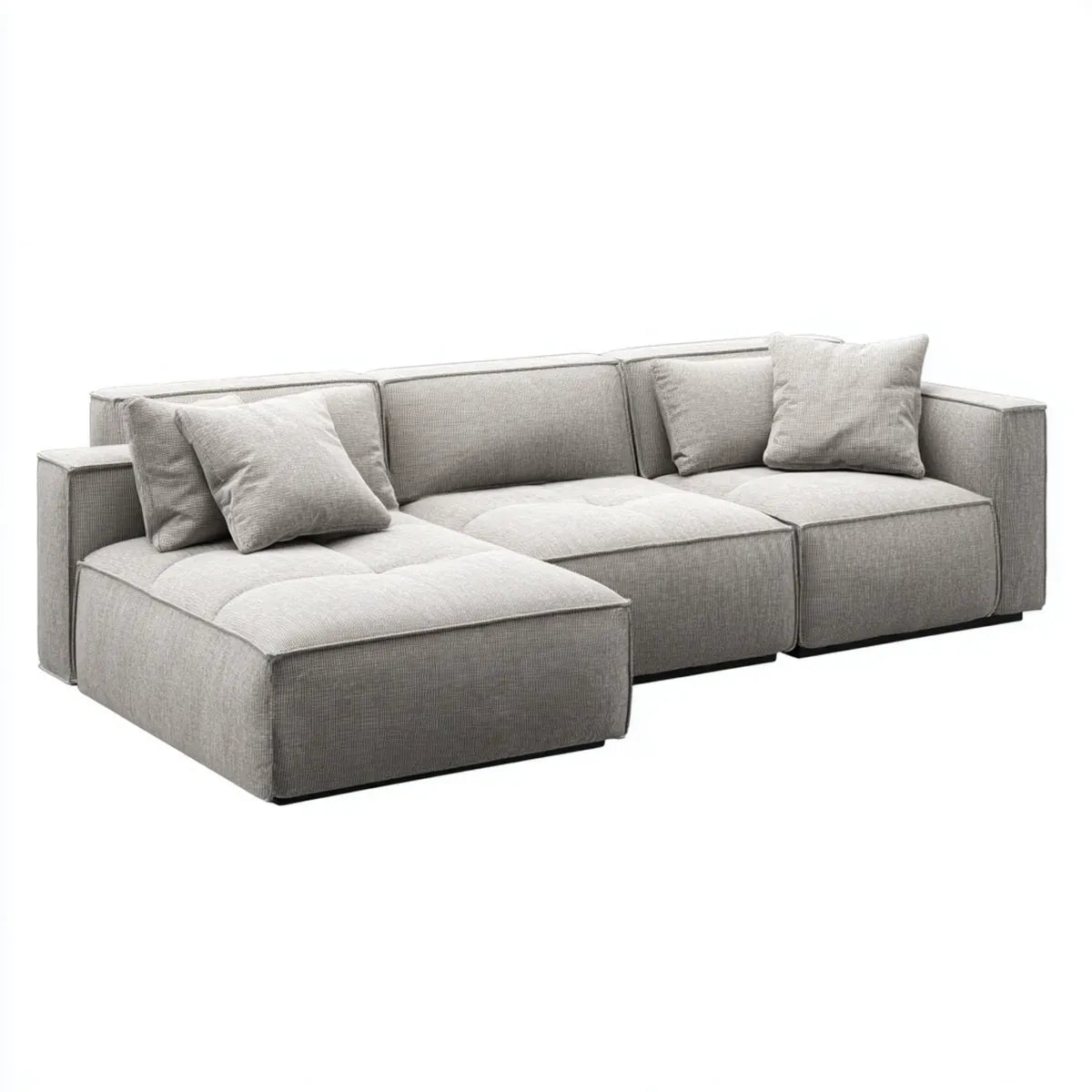 Sofa, Komfortowa sofa z krzesełkowym hamulec jasnoszary 300 x 160 x 70 cm w poliestrowym kształcie kątowym