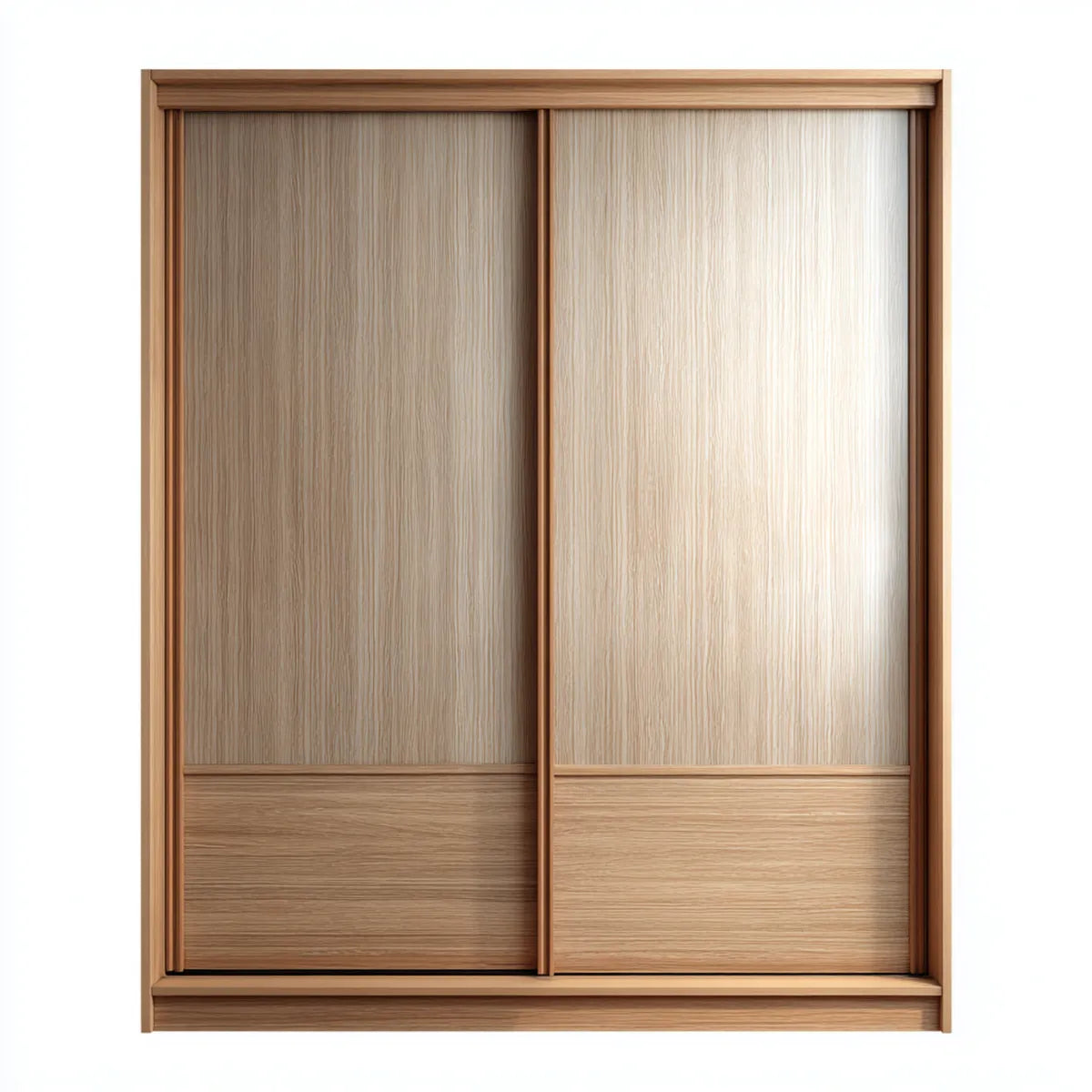 Szafa, Pływająca szafka na drzwi Dąb naturalny naturalna 200 x 60 x 220 cm prostokątna płyta wiórowa z 2 drzwiami przesuwnymi