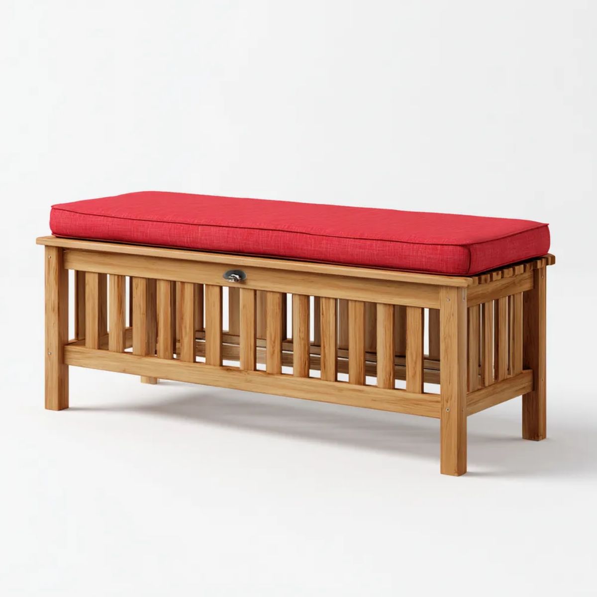 Sofa ogrodowa, lite drewno piankowe skrzynka na piankowe pudełko z czerwoną poduszką, 120 x 45 x 45 cm