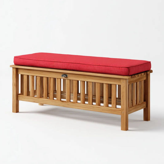 Sofa ogrodowa, lite drewno piankowe skrzynka na piankowe pudełko z czerwoną poduszką, 120 x 45 x 45 cm