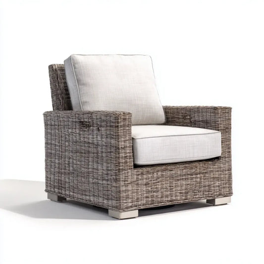 Fotel wypoczynkowy, Ogród Lounge Krem Taupe 90 x 85 x 75 cm od prostokątnego rattanu PE