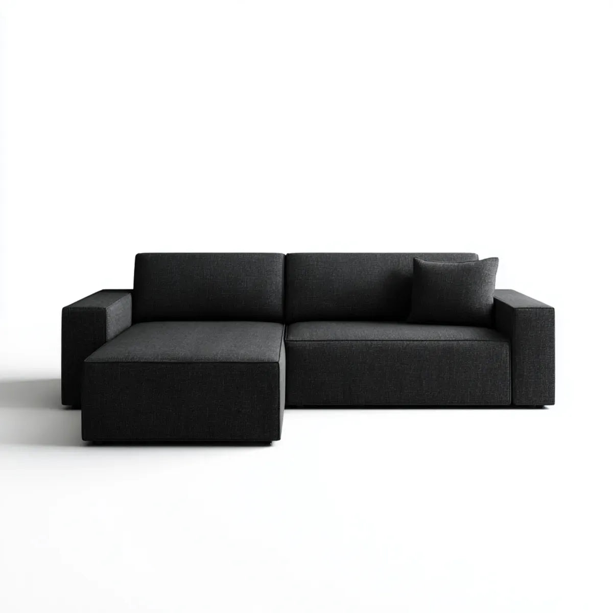 Sofa, Kanapa narożna 3 fotele czarny kształt poliestru 230 x 150 x 85 cm