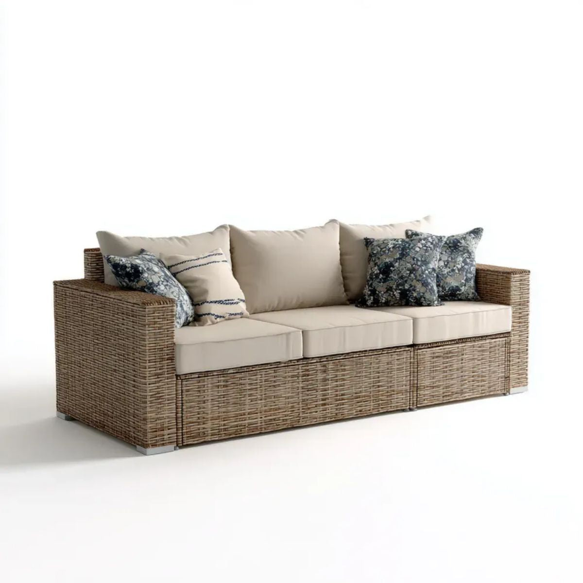 Sofa ogrodowa, 3-osobowa ogrodowy sofa w plecionej żywicy żywicznej PE 230 x 85 x 85 cm