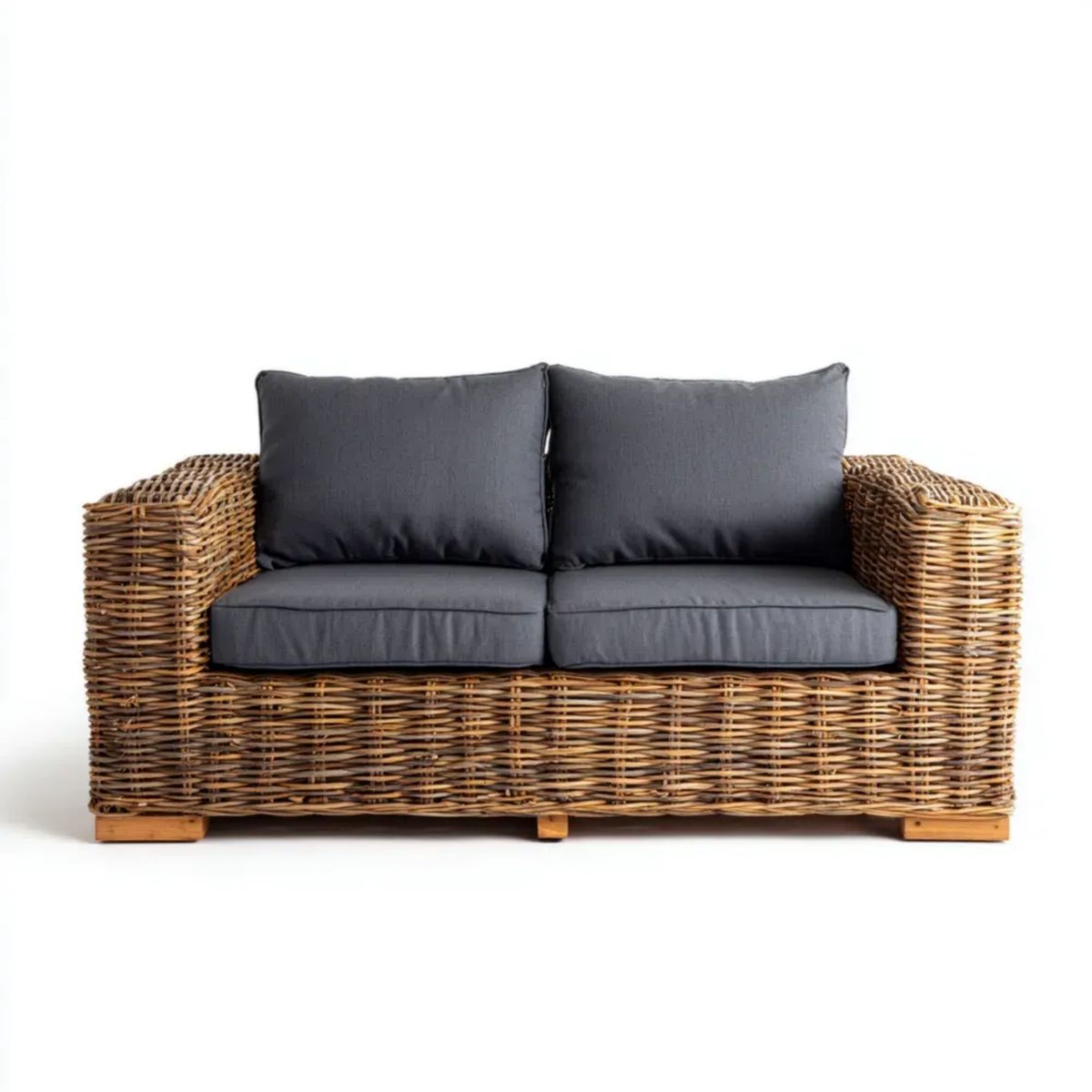 Sofa ogrodowa, 2 fotele na zewnątrz sofa w plenerze virwicker naturalne z poduszkami na suficie szary antracyt, 130 x 75 x 80 cm