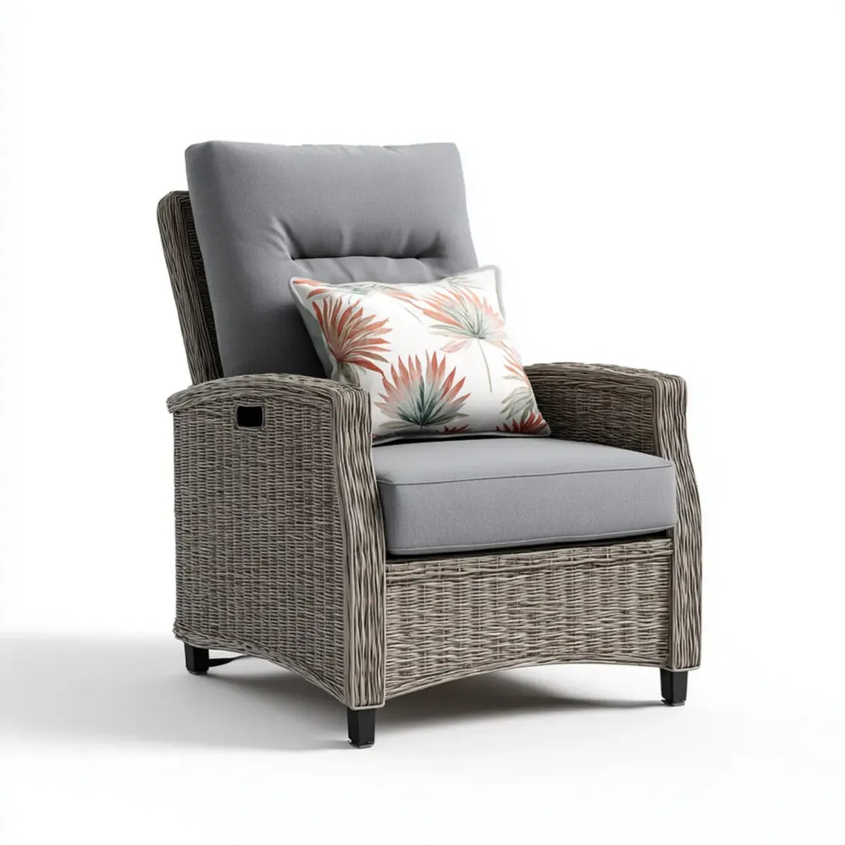 Fotel w salonie taras fotel szary naturalna 78 x 85 x 100 cm PE rattan prostokątny