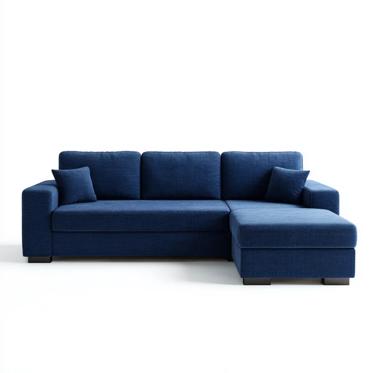 Sofa narożna granatowy z recyrkulatorem prawo 240 x 160 x 85 cm pianka poliestrowa w kształcie L