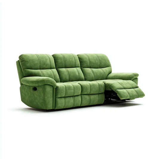 Sofa, 3-fotelik sofa Relax zielony z funkcją leżakowania 210 x 95 x 102 cm poliestrowy mikrofibry proste