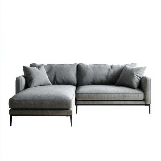 Sofa, Kanapa narożna z krzesełkiem z lewej szarej, 250 x 160 x 85 cm w kształcie poliestru L