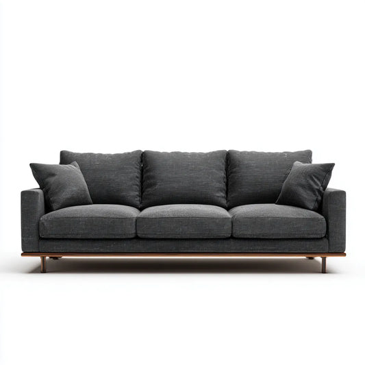 Sofa 3 miejsca szary antracyt 220 x 90 x 85 cm prostokątna poliester