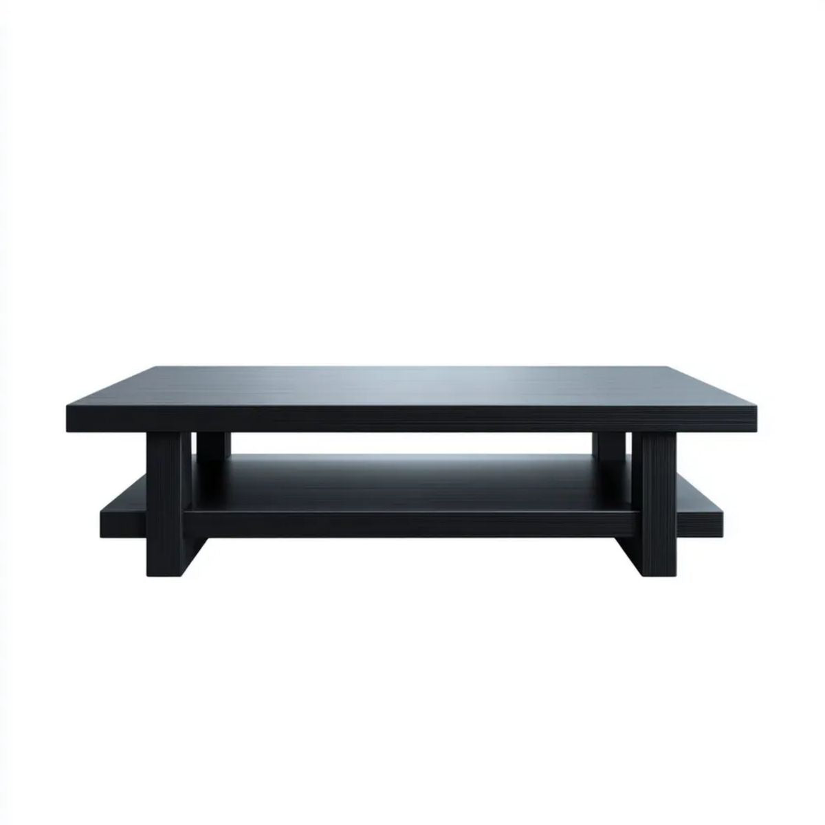 Stolik kawowy, Czarny prostokątny stół do kawy z MDF 120 x 60 x 40 cm z półki