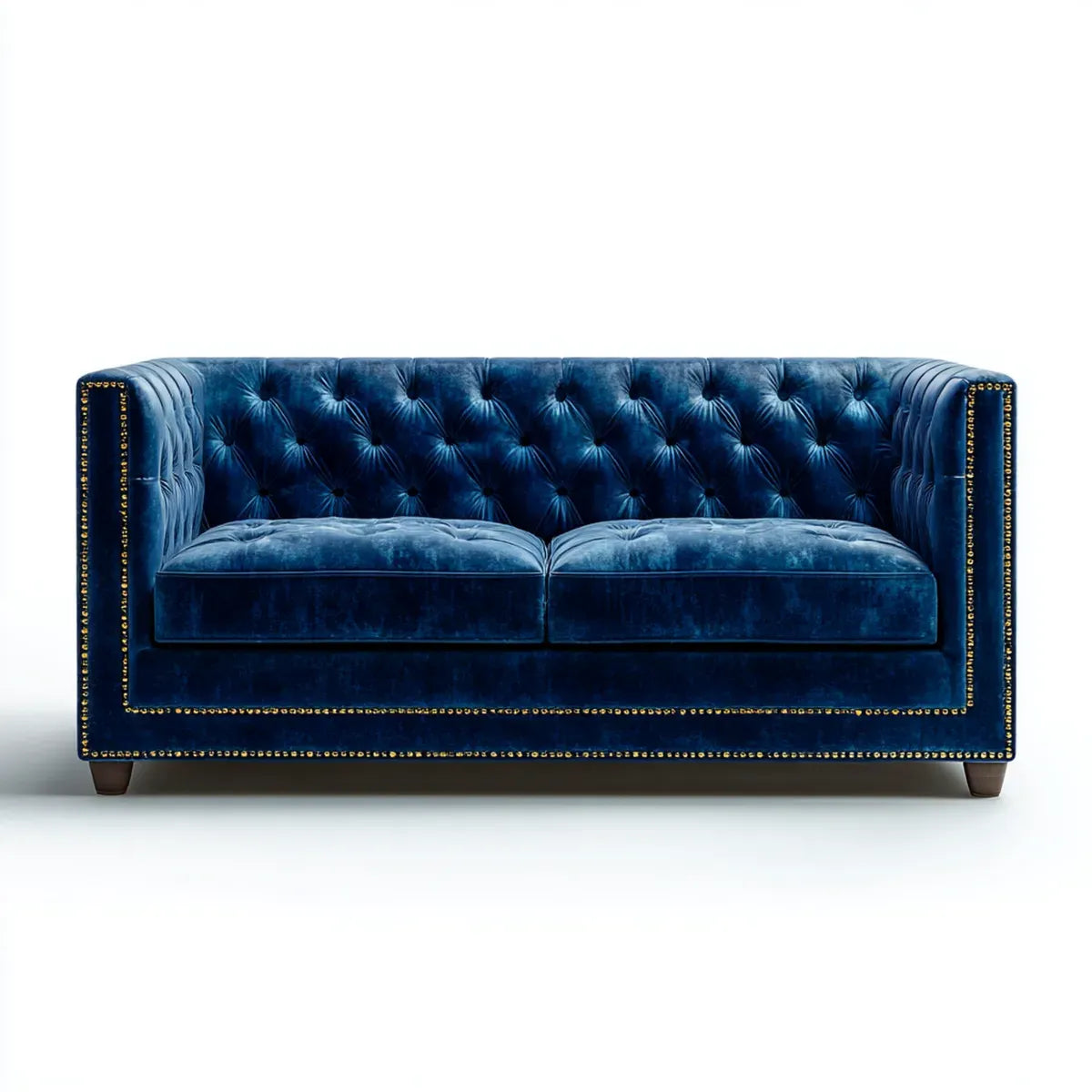 Sofa, Chesterfield Sofa 2 Niebieskie fotele w piórze Poliester Velvet 168 x 85 x 78 cm