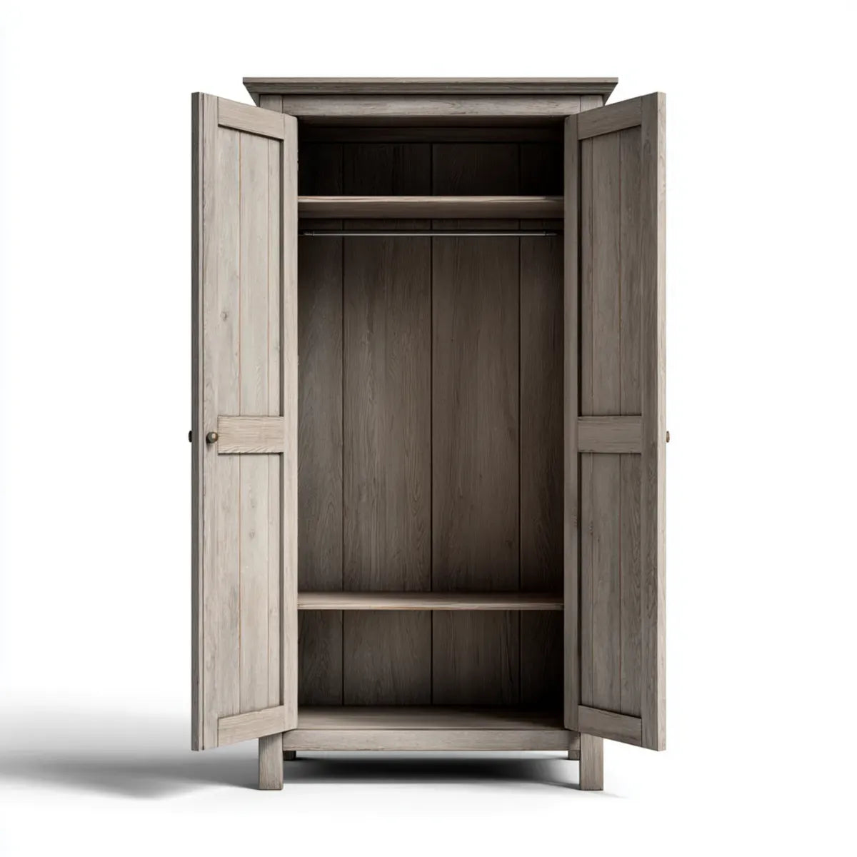 Szafa 2-drzwi szary 90 x 55 x 190 cm lite drewno sosnowe prostokątne