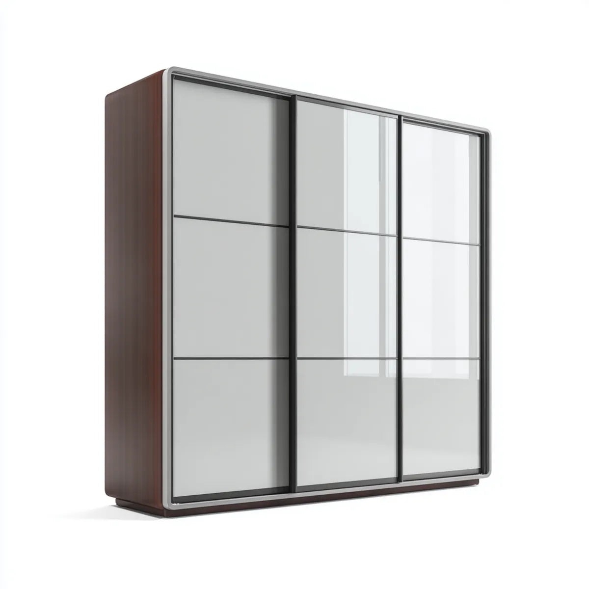 Szafa na 3 drzwi, szafa na drzwi, Szara na orzechy, Biała 200 x 60 x 220 cm Płyta wiórowa z aluminium prostokątne
